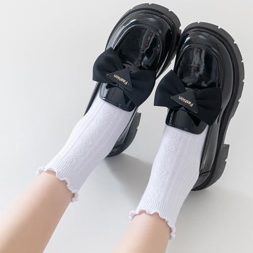 Mcool Mary Women's Ruffle Socks,Casual Ankle Breathable Cool Knit Cotton Cute Crew Frilly Sock 6 Pack4