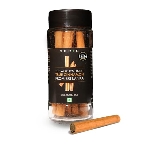 Image of Sprig Ceylon Cinnamon Sticks (Dalchini) 20g | Expensive But Authentic | Alba Grade | The World's Finest Cinnamon from Sri Lanka | Pure, Premium & Aromatic | Ideal for Baking, Biriyani, Pulao, Curries, Desserts & Beverages | Good for Weight Loss & Reducing BP | Great Taste 2026 3 Star Winner