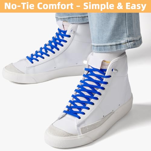 Image of Stepace 2 Pairs Elastic No Tie Shoe Laces for Kids and Adults Sneakers, Stretch Flat Tieless Shoestrings