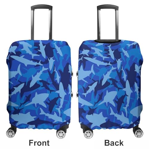 Shark Camo Travel Luggage Cover Protector, Washable Suitcase Protector Anti-scratch Spandex Baggage Covers Fits XL3
