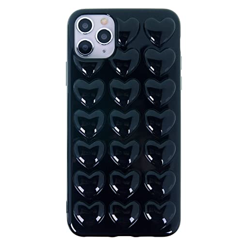DMaos iPhone 11 Pro Max Case for Women 3D Pop Bubble Heart Kawaii Gel Cover, Cute Girly for iPhone11 Pro Max 6.5 inch - Black