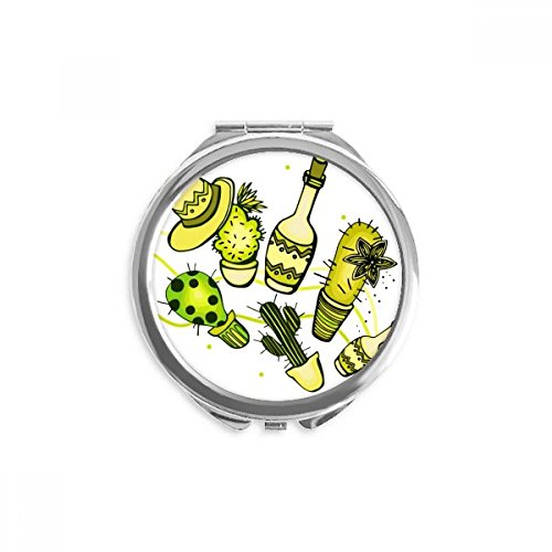 Miroir maquillage de poche compact rond pour sac à main motif mexique