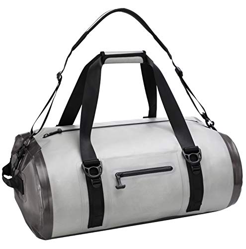 MIER Waterproof Duffel Bag Airtight Dry Bag for Kayaking, Boating, Beach, Rafting, Motorcycle, Travel, Hiking, Camping, Outdoor Adventure, 40L, Light Grey