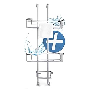 OLIDAN ® – Doucheplank zonder boren van roestvrij staal met pluizige handdoek – doucheplank zonder boren – doucheplank om op te hangen