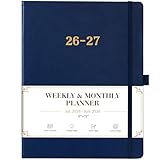 2026-2027 Planner - Planner 2026-2027, 8.5'x11', July 2026 - June 2027, Leather Calendar Weekly and Monthly Planner 26-27, Leather Hardcover, Pen Loop, Elastic Closure, Pocket - Navy