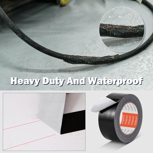 Image of VERSAF 4 Pack Heavy Duty Duct Tape - 35 Yards x 2 Inches, Hand Tearable, Strong Industrial Duct Tape Bulk, No Residue, Waterproof for B2B, Home Use, DIY Projects, and Repairs (Black)
