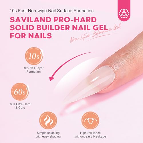 Image of SAVILAND PRO-Hard Solid Builder Nail Gel for Nails: 2026 Ultra-Strength | Non-Sticky | Clear 3D Nail Gel with U V Lamp for 3D Nail Carving Emboss & Fast Extension Professional Use Salon