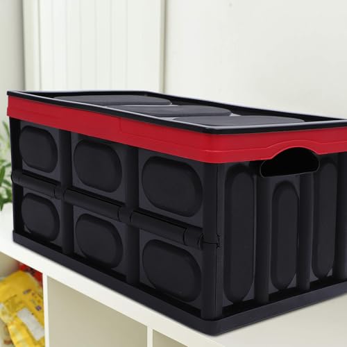 Boîte de rangement pliable voiture ABS rouge grand volume coffre - 7