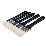 MEEDEN 5 Pcs Large Hog Bristle Paint Brush Set Flat Brushes for Acrylic Oil Painting and Craft, Short Handle