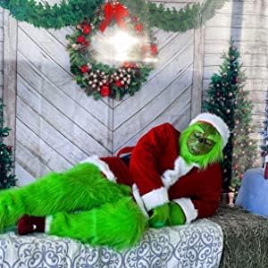 Miniatura 5 de Christmas Cosplay mask green Cosplay gloves accessory mask Halloween latex full head mask