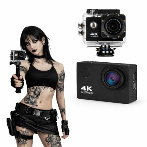 Image of 4K Action Camera 16mp (with Essential Accessories) - WiFi, Memory Card Support, 170� Wide Angle, Vlog-Ready, Perfect for Travel, Vlogging & YouTube