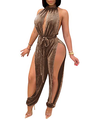 Iymoo sexy jumpsuits for women clubwear - Sexy Jumpsuits for Women One Piece Women Elegant Fashion Halter Sleeveless Party Outfits Hight Split Pants Bandage Romper Iymoo sexy jumpsuits for women clubwear - Sexy Jumpsuits for Women One Piece Women Elegant Fashion Halter Sleeveless Party Outfits Hight Split Pants Bandage Romper
