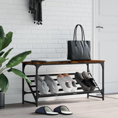 Nqyjm Mueble Zapatero Madera de ingeniería Roble Ahumado 90x30x45 cm Mueble Zapateros,Zapatero lndependiente para Entrada