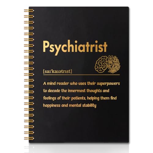 QYUVK Psychiatrist Definition Gold Foil Hardcover 160 Pages Blank Spiral