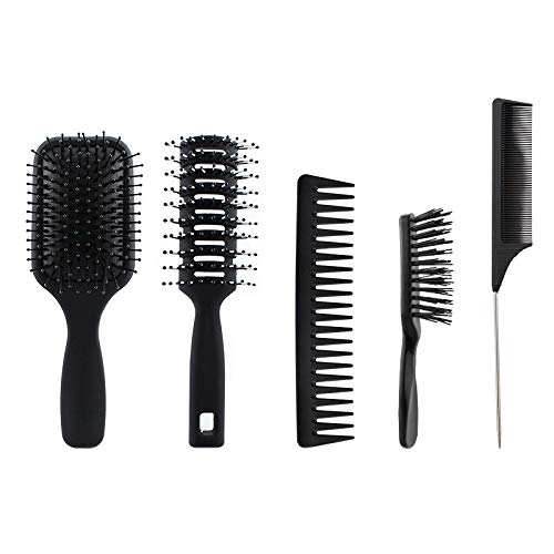 Osmond Juego de 5 cepillos de pelo de pala, cepillo desenredante y peine para hombres y mujeres, ideal para cabello húmedo o seco