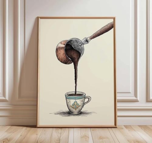 Affiche cafe turc pour habiller un mur vide decoration cuisine vintage style cezve 60x90