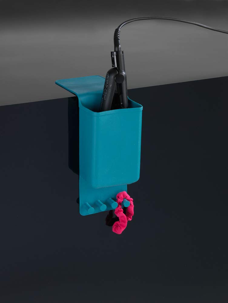 WENKO Ampio Hair Straightener Holder Petrol - Wall Mount for Straighteners, Attaching without Drilling, Silicone, 10 x 36.5 x 6.5 cm, Petrol Blue - Image 6