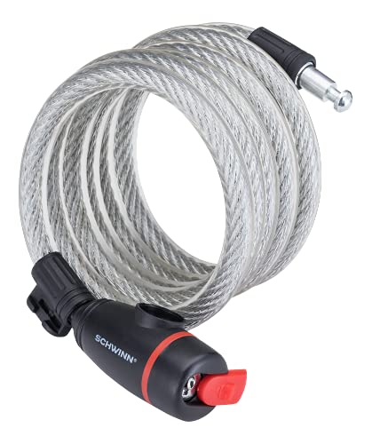Schwinn Bike Cable Lock with Keys, 6 ft x 12 mm, Black & Silver, Durable Steel, Protective Vinyl Cover, Carrying Bracket for Transport, Anti Theft Protection, Bike Lock Cable for Security image 6