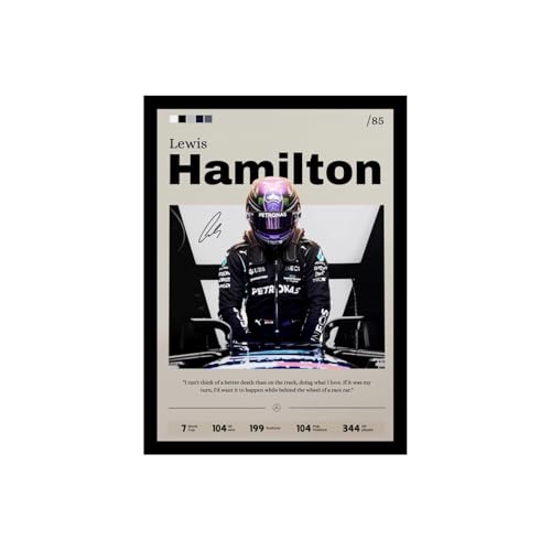Image of BLINKART Lewis Hamilton F1 Racing Tennis Player Synthetic Wood Photo Framed Wall Hanging Poster For Room & Office Bedroom Living Boys & Girl Room Home Wall Hanging, Decorative Wall Art (13*10 Inches)