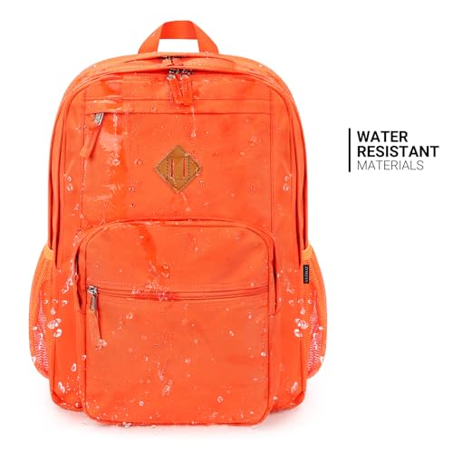 Image of ZORFIN 36L Backpack for College, and Travel: Water Resistant Bookbag with 8 Compartments - Tangerine