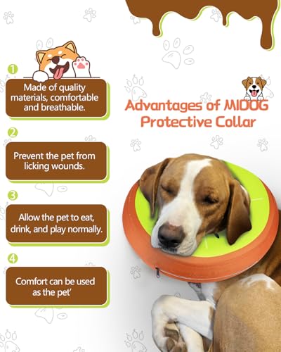 Image of MIDOG Inflatable Dog Cone, Donut Recovery Collar After Surgery, Large+