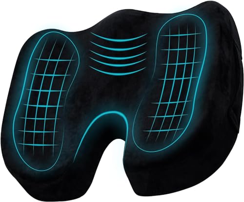 TheComfortZone Seat Cushion for Office Chair,Tailbone,Hemorrhoid,Sciatica,Back Support Pain Relief Chair Cushion pillow, Ergonomic Memory Foam Non-Slip seat pads, Coccyx Cushion, Car seat, Wheelchair