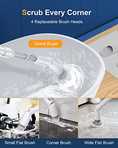 Labigo Electric Spin Scrubber La2 Pro, Shower Cleaning Brush With Display And 4 Replaceable Brush Heads,2 Adjustable Speeds, 3 Adjustable Extension Handle, Power Cleaning Brush For Bathroom Floor Tile #TOP5