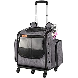 OLOTU Large Space Pet Trolley Case, Soft Sided Carrier, Outdoor Use Pet Travel Carrier, Silent & Stable Cat Carrier