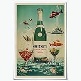 Vintage Champagne wall art Vintage Poster Drink Picture Canvas Print For kitchen club bar cart Decor 8x12inch Unframed