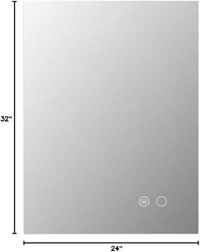 Miniatura 8 de Keonjinn - Espejo de 24x32 pulg retroiluminado LED para bañotocador, luz de 3 colores ajustables blancacálidanatural, lúmenes altos, montaje en