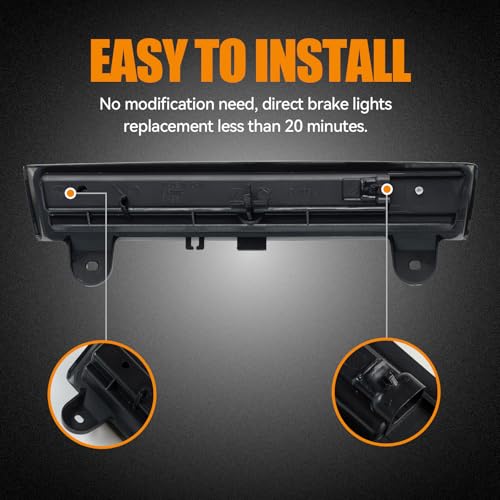 Image of Third 3rd Brake Light, LED High Mount Stop Light Replacement for 2000 2001 2002 2003 2004 2005 2006 Chevy Tahoe Suburban /GMC Yukon XL Denali, Rear Center Cab Roof Tail Lamp (Chrome)