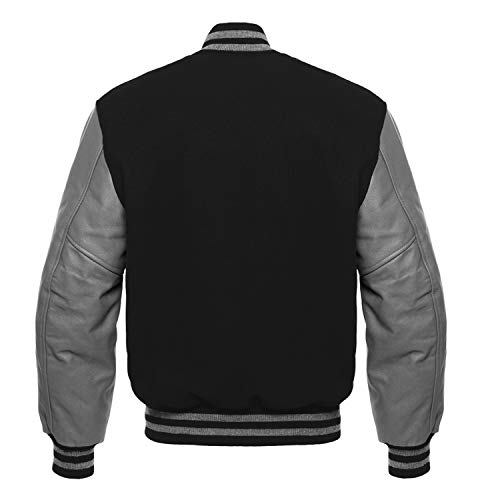 Image of Premium Letterman Baseball School College Bomber Varsity Jacket Purple & Gold Genuine Leather Sleeves