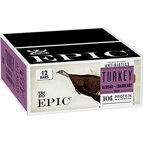 EPIC Turkey Almond Cranberry Protein Bars, Gluten Free, Paleo Friendly, 12 ct