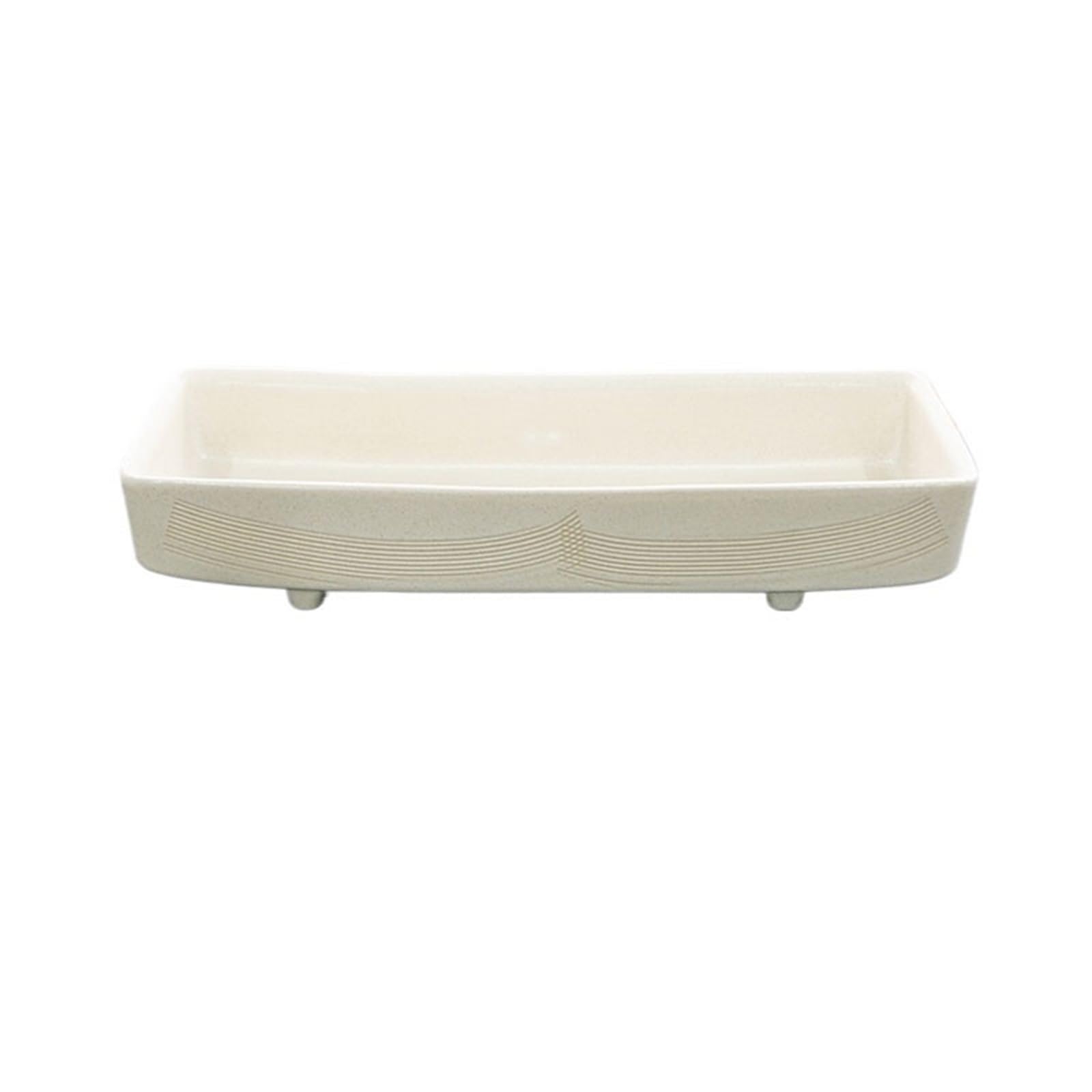 Shallow Flower Bowl Flower-arranging Saucer with Ripple Line(White)