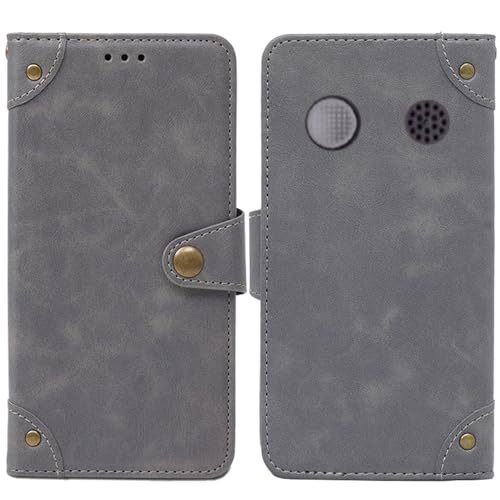 HsinchuTien Magnetic Clasp Grey Flip Leather Retro Cover With Stand Wallet Case With Card Slots For TTfone Jupiter 2 TT850