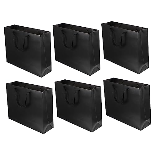 jojofuny 6 Piezas Bolsa De El Favor De Fiesta Papel Bolsas Bolsas Presentes Manejas Fiesta Bolsa De Embalaje Negro Papel
