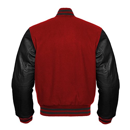 Image of Premium Letterman Baseball School College Bomber Varsity Jacket Purple & Gold Genuine Leather Sleeves