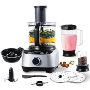SNDOAS, multifunctionele keukenmachine, 1100 W, food processor, compacte keukenmachine, 11-in-1, inclusief keukenmachine, hakmolen, 3,2 l mengkom & 1,5 l mixerbeker, maalwerk, garde