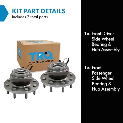 Image of TRQ Front Left and Right Wheel Bearing and Hub Assembly Set 2 Piece Compatible with 11-19 Chevrolet Silverado 3500 HD 4WD with Dual Rear Wheels 11-19 GMC Sierra 3500 HD 4WD with Dual Rear Wheels