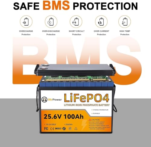Image of 2 Pack 24V 100Ah Lithium LiFePO4 B-attery,Built-in 100A BMS | 2560Wh Power Output,4000-15000 Deep Cycles,Perfect for Marine, RV, Marine, Trolling Motor, Solar Off-Grid System