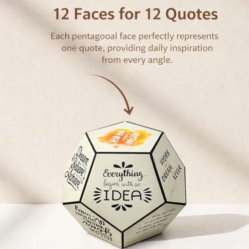 Image of Inspirational 12-Face Desk Sculpture, Motivational Quotes Polyhedron Decor, Modern Tabletop Showpiece for Office, Home, Study Room, Creative Gift Item (Inspirational Quotes)