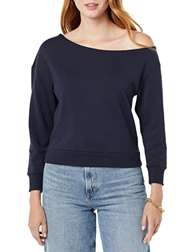 Amazon Essentials Damen Terry Cotton & Modal Cut Out Shoulder Sweatshirt (Früher Daily Ritual), Marineblau, L