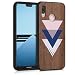 Produktbild kwmobile Schutzhülle kompatibel mit Huawei P20 Lite - TPU Bumper - Holz Glory Dreiecke Dunkelblau Altrosa Dunkelbraun