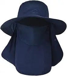 Chapéu de sol masculino com aba no pescoço, secagem rápida, proteção UV, chapéu de pesca de aba larga, chapéu de praia de verão, chapéu de caminhada ao ar livre, FPS 50+
