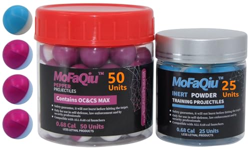 MAX68 Cal Pepper Balls (OCand CS) Nanometer Scale Ultrafine Powder Diffusion Radius Increased by80%-Fracture Groove Design Laser Welding No Leakage Compatible (50 Pepper Balls+25 Inert Balls)