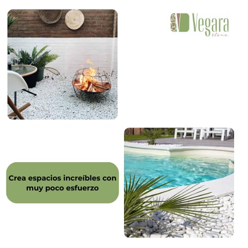 Vegara Stone Piedra de Jardín Decorativa, Canto Rodado Blanco Puro (250 kg, 40-60 mm) - Embellece tu Espacio Exterior con Elegancia Natural