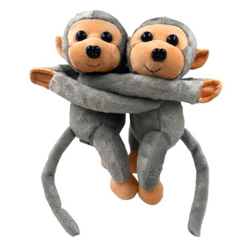 Image of Tickles 2 Pcs Monkey Soft Plush Toy Curtain Tiebacks Holder Clip for Children Living Room Decoration Accessories Window Curtain Decoration (Size: 28 cm Color: Grey)