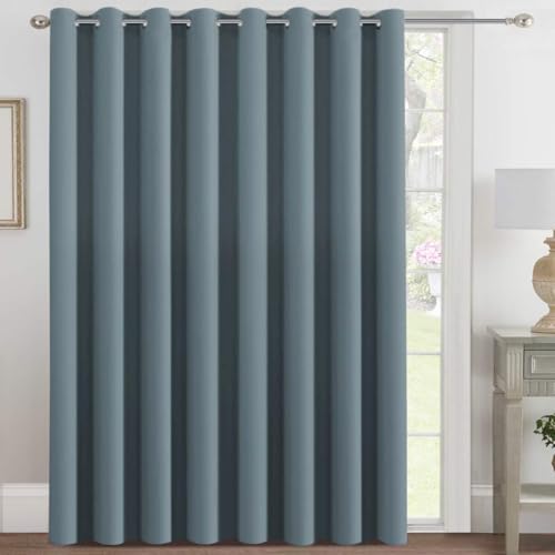 Image of H.VERSAILTEX Premium Room Divider (Nobody Can See Through, 9' Tall x 8.5' Wide), Blackout Curtain Panels, Extra Long and Wide Thermal Insulated Patio Curtains -100 inch W by 108 inch L- Stone Blue - by