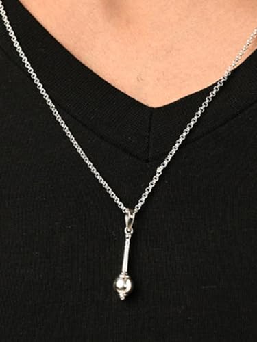 Image of Clara Pure 925 Sterling Silver Hanumanji Gada Men Pendant Necklace | With or Without Chain | Gift for Men & Boys |Religious, Platinum Plated