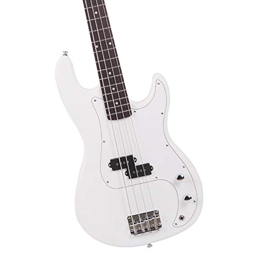 Kcelarec Electric Bass Guitar Full Size 4 String 46 Inch Bass (White) #TOP5